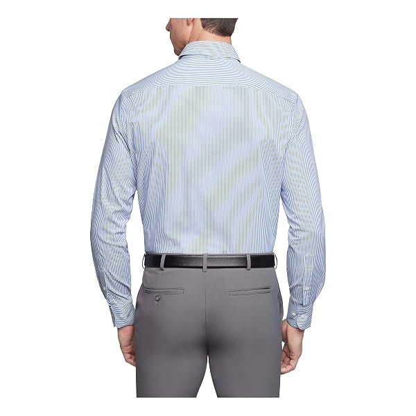 VAN HEUSEN MENS REGULAR FIT PINPOINT STRIPE DRESS SHIRTS, BLUE, 17.5 NECK 34 -35 SLEEVE US