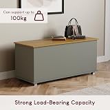 Vida Designs Arlington Storage Ottoman Grey Wood 100x40x48cm Lift Lid view 7