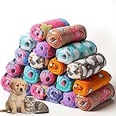 BrightRow 20 Pcs Puppy Blanket Bulk Soft Fluffy Flannel Pets Fleece Blankets for Small Dogs Throw Warm Bed Washable Sleep Mat Bed for Shelter Stray Dog Puppy Cat, 16x24 Inches