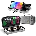 tomtoc Carrying Case for Nintendo Switch/OLED Model, Large Travel Switch Bag with Pocket for Pro Controller, Joy con Grip or AC Adapter, Protective Portable Carry Shell with 24 Game Cartridges