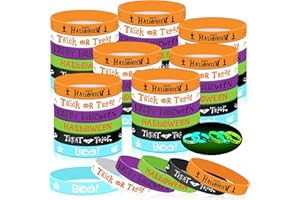Capoda 48 Pcs Halloween Luminous Silicone Wristbands, Pumpkin Patterns Rubber Bracelets Glow in the Dark, for Kid over 6 Years Halloween Trick or Treat Party Favors Goodie Bag Stuffers Supplies
