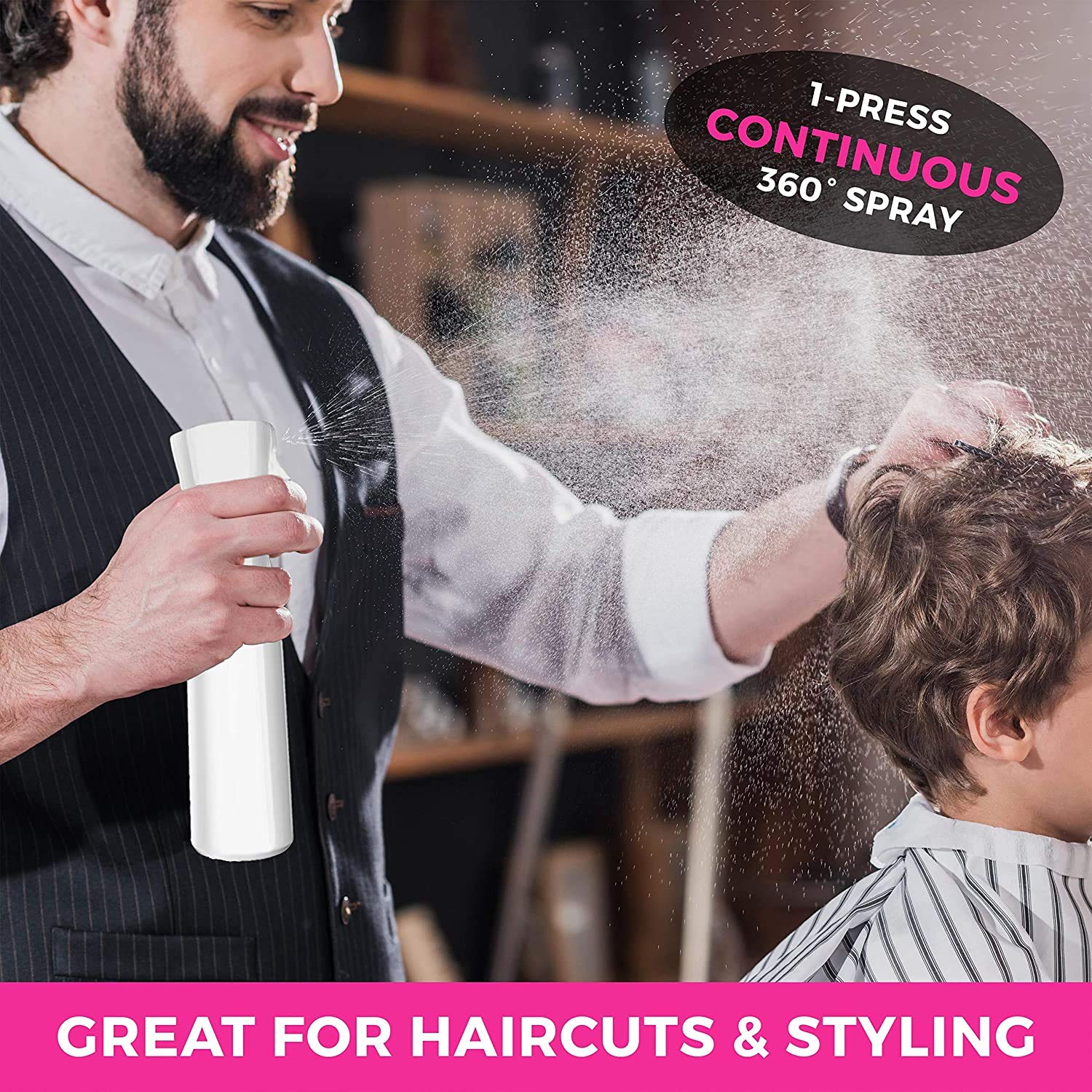 Continuous Sprayer Hair Water Ultra Fine Mister Spray Bottle Propellant Free for Hairstyling, Cleaning, Gardening, Misting & Skin Care BPA Free (10oz) : Beauty