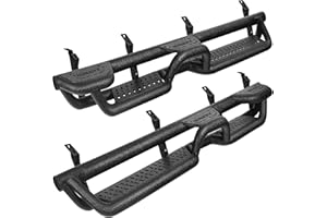 BINARY STAR Running Boards Compatible with Vehicle 2024-2025 Toyota Tacoma Double/Crew Cab. Wheel to Wheel Carbon Steel Runni