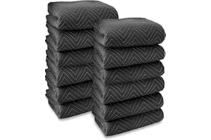 Sure-Max 12 Moving & Packing Blankets - Heavy Duty Pro - 80" x 72" (90 lb/dz weight) - Professional Quilted Shipping Furniture Pads Black
