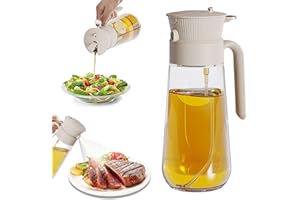 Olive Oil Spray Bottle Dispenser，2-in-1 Glass Material Kitchen Cooking Oil Sprayer，18.6 oz/550 ml Cooking Spray, Glass Spray 