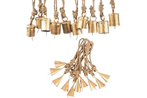 JYPR 20 Pc Vintage Rustic Metal Cow Bells for Christmas Decor - Antique Handmade 4 cm Gold Bells, Witch Bells - Unique Old Look Xmas Decoration