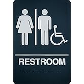 CORKO MANUFACTURING Signs Unisex Braille Restroom Sign - Bathroom Sign with Double Sided 3M Tape