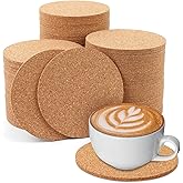 100 Pcs Cork Coasters for Drinks 4 Inch Absorbent Corkboards Blank Heat Resistant Round Cork Coaster Bulk Tea or Coffee Wooden Thick Bar Coaster Set for Drink Wine Glass Mug Coffee Cup DIY Crafts