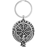 HAQUIL Flyring Raven Viking Keychain Medallion Pendant Norse Keyring Jewelry for Men Women