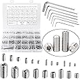 HanTof 747Pcs M2/M2.5/M3/M4/M5/M6/M8 Metric Hex Socket Head Cup Point Set Screws, Allen Head Grub Screws, Internal Hex Drive Headless Set Screws Assortment Kit with 7Pcs Hex Keys, 304 Stainless Steel