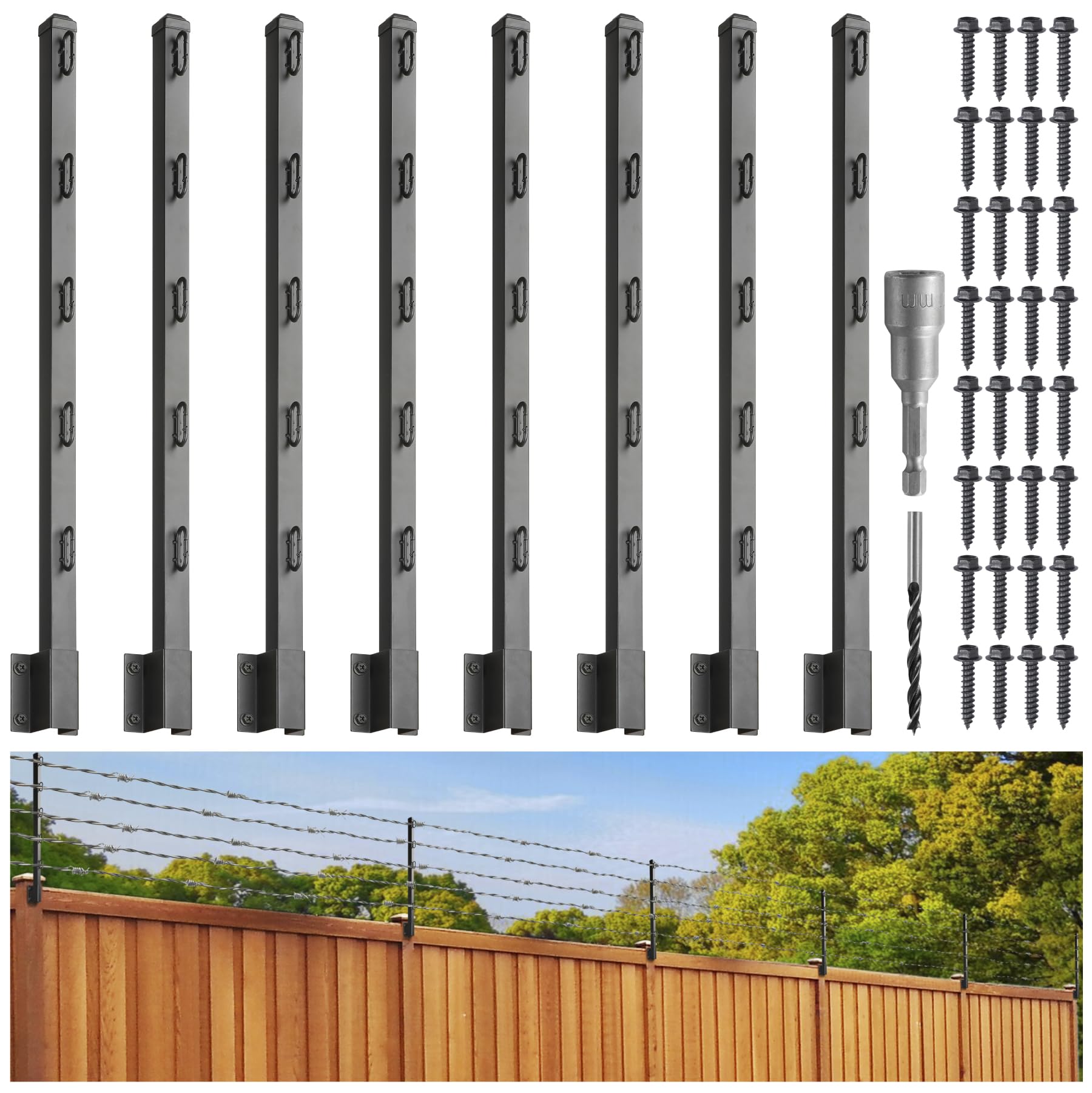 Photo 1 of *MISSING PARTS UNKNOWN*
Epcee Fence Post Extender, 31" Fence Barbed Wire Extend Arm?for Outdoor Fences to Increase Height, Protect Privacy and Pets Jumping Off (8, 31in)