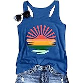 Summer Beach Tank Tops for Women Beach Vacation Clothes for Teen Hawaiian Sunshine Graphic Sleeveless Tee Tops