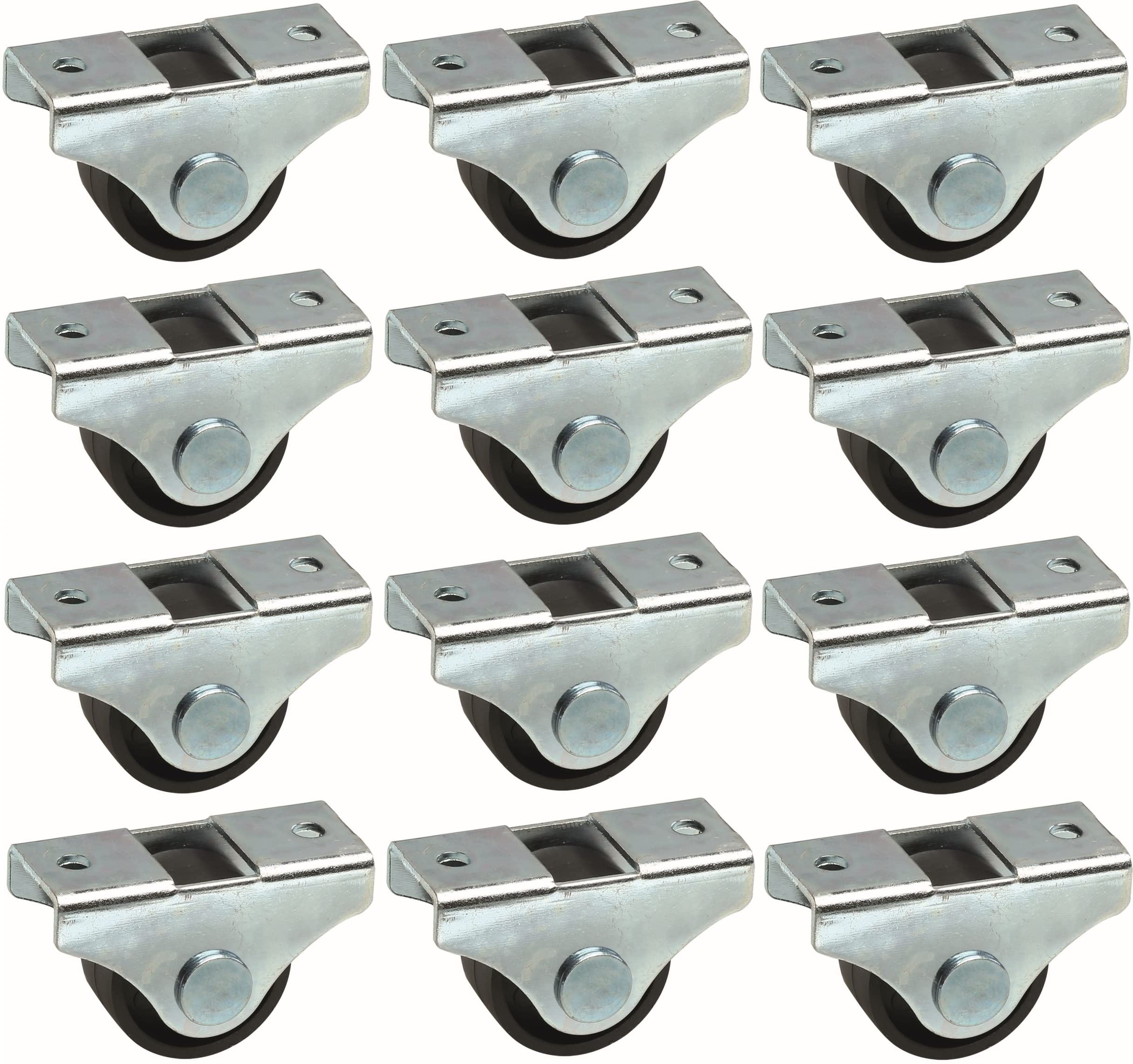 cyclingcolors 12 x Universal Furniture Wheels 25 mm Black Mini Roller Foot Bed Locker Trolley Bin Storage Table Wheel