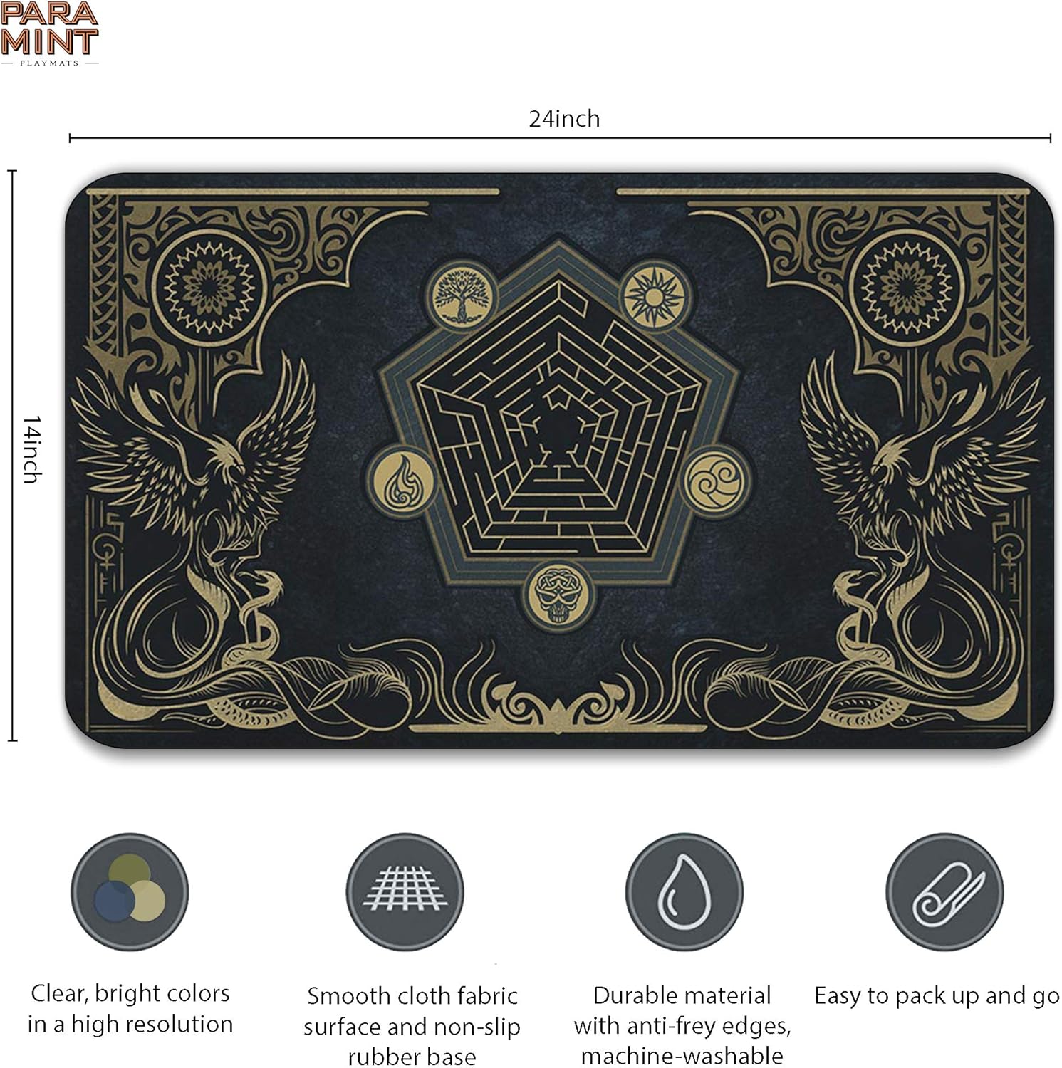 Paramint Oceanic Phoenix (Stitched), MTG Playmat, Compatible with Magic the Gathering Playmat, Play MTG, YuGiOh, TCG - Image 3