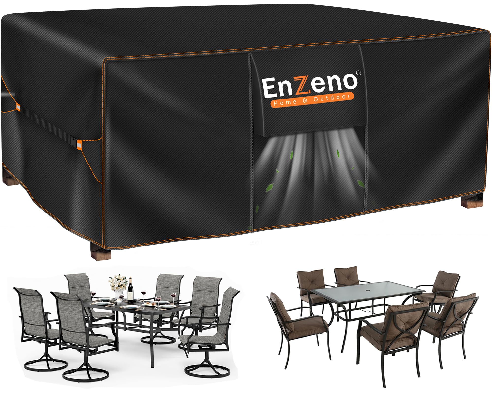 Enzeno Garden Furniture Cover,160X90X74cm Garden Table Cover Waterproof,420D Heavy Duty Oxford Polyester Outdoor Patio Table Covers Rectangular Windproof,Anti-UV for Chair and Table Patio Set Covers