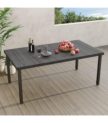 All-weather Metal Dining Table VICLLAX 63-Inch Outdoor Patio