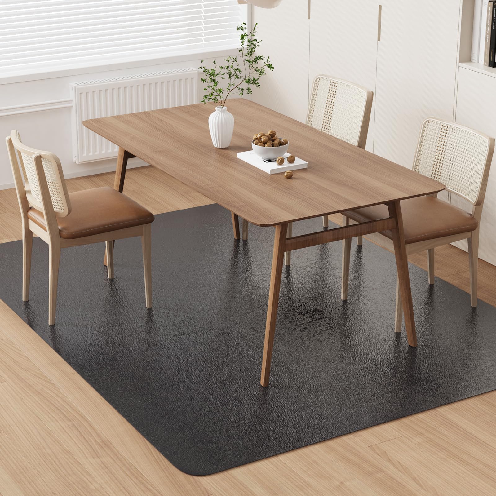 Photo 1 of **NOT IN ORIGINAL PACKAGE**ZPAI Area Floor Mat for Home, 8'×10' Large Black No Slip Waterproof Vinyl Area Rug for Dining Room, Spill Resistant Hard Floor Protector Cover for Mud Room, Easy Clean Splat Mat for Under High Chair