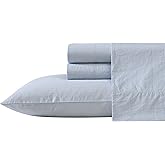 Nautica - King Sheet Set, Cotton Percale Bedding Set, Crisp & Cool, Lightweight & Breathable (Penny Pinstripe Blue, King)