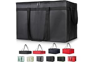 CIVJET Insulated Food Delivery Bag, XXXL Insulated Reusable Grocery Cooler/Hot Bags, Tote Bag for Shopping/Travel/Doordash, Catering Bag Doordash 22x14x13, Black, 1-Pack