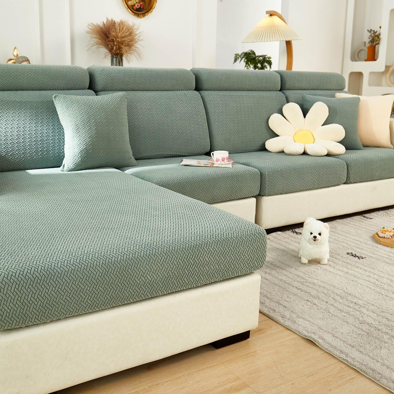 Photo 1 of Disayu Magic Sofa Covers Couch Covers 2024 New Couch Cushion Covers Universal Sofa Covers Washable Stretch Slipcovers for Sectional Sofa (Texture Green,Large Single Seat Cover)