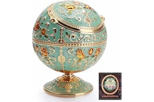 K COOL Windproof Ashtray with Lid Metal Portable Cigarettes Ashtrays for Outdoors Indoors Hand Stamped Pattern Smoking Ashtray Fancy Gift for Men Women(Jade Green)