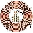 MuHize 1/4 Brake Line, Upgraded 25 Ft. of 1/4 Flexible Copper Coated Brake Line Tube Roll(Includes 16 Inverted Flare Fittings)