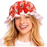 Itscolofy Strawberry Hat for Women Adult, Strawberry Costume Accessories Bucket Hat, Berry Costumes for Halloween Cosplay Party Dress Up