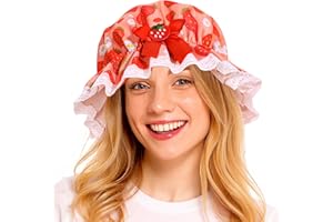 Itscolofy Strawberry Hat for Women Adult, Strawberry Costume Accessories Bucket Hat, Berry Costumes for Halloween Cosplay Party Dress Up