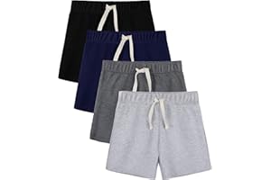 Aikuco 4 Pack Toddler Boy Shorts Cotton Baby Boys Shorts Boys Summer Casual Shorts Kids Jogger Shorts
