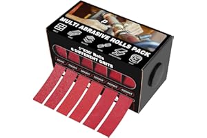 PUKAMAM Emery Cloth Roll, 6 Grits 1'' x 19.7' Sandpaper Roll 80 120 240 320 400 600 Emery Cloth for Metal, Wood, Automotive Furniture, Wet/Dry Sanding Paper with Dispenser, 6 Meters Per Roll