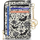 GIANCOMICS Slim Wallet Women, Credit Card Holder, Small Rfid Goth Bat Case | Keychain Mini RFID Blocking, Travel, Cute Thin Flat Pocket Purse, Girl Ladies Female Gift, Zipper PU Leather ID Window