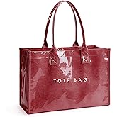 KALIDI PVC Tote Bag Women’s Kraft Paper Work Handbags Purses with Top Handle