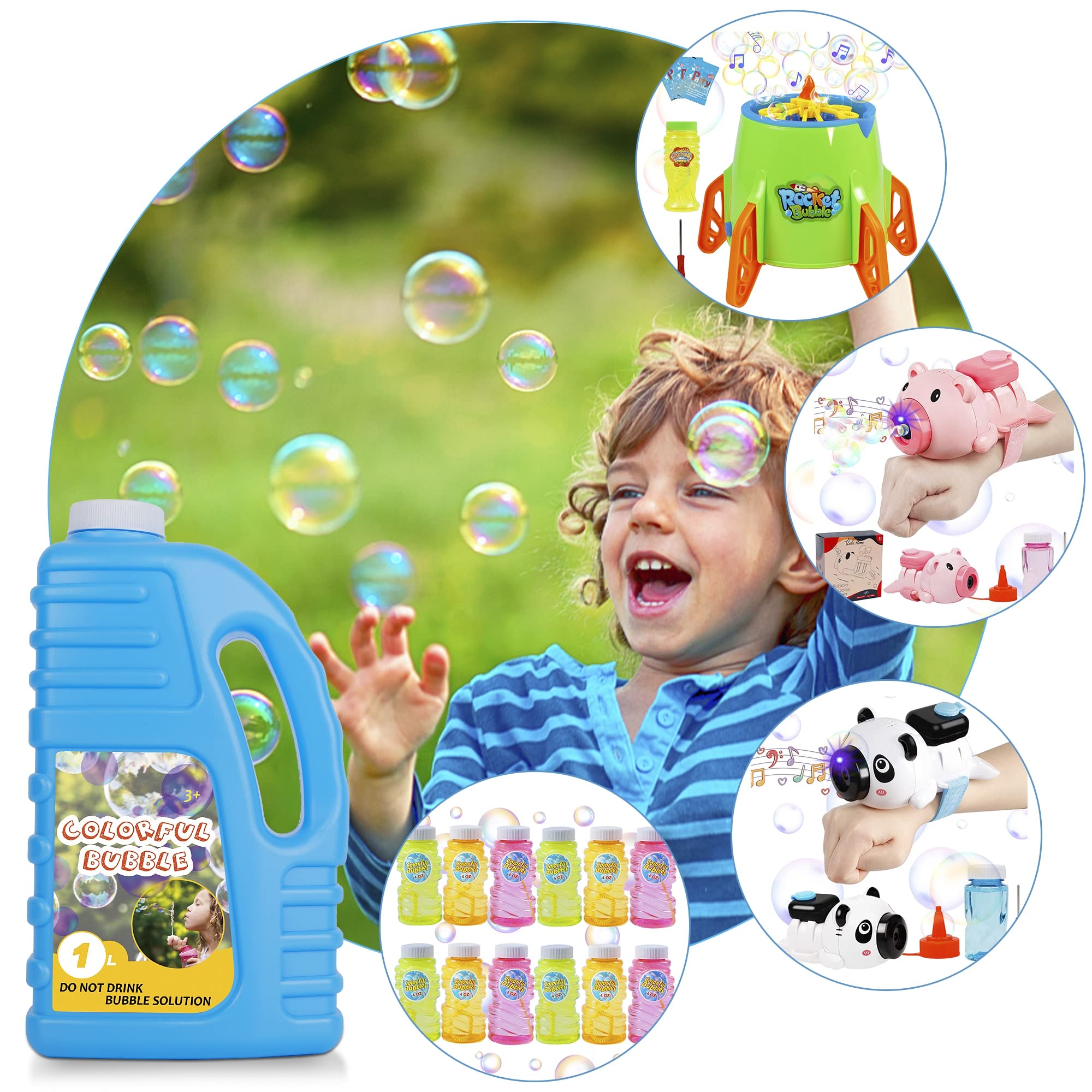 Lulu Home Bubble Concentrated Solution, 1 L/ 33.8 OZ Bubble Refill Solution for Kids Halloween Parties, Bubble Machine, Giant Bubble Wand, Bubble Blower Toys