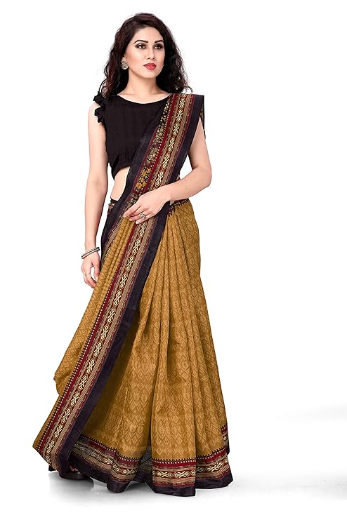 Women's Khadi Silk Aztec Printed Saree With Blouse Piece