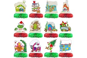 HIGZYOVN Whoville Christmas Decorations Christmas Honeycomb Centerpieces Holiday Party Decorations for Christmas Party Table Decorations Funny Christmas Party Decorations Christmas Party Supplies