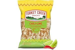 Turkey Creek Chili Lime Chicharrones, Fried Pork Rinds - Chili Lime Flavored Pork Skins - Low Carb, Gluten-Free, Protein Snack - 2oz (Pack of 12)