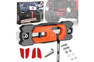 AMBULL Winch Fairlead with Tow Hook, Aluminum Hawse Fairlead with Grade 80 Forged Steel Winch Hook, 33000lb Break Strength Winch Fairlead Hook Set for Off-Road Vehicle Recovery, BlackOrange