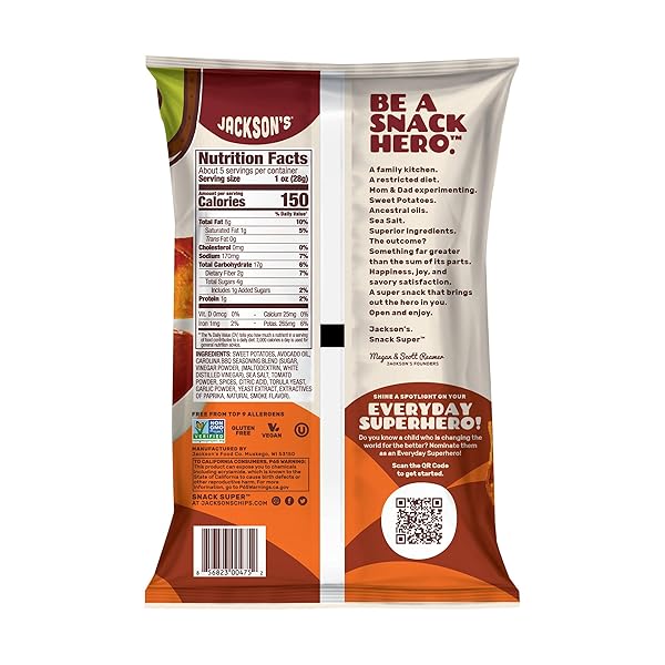 JACKSONS CHIPS CHIPS SWT POT CAROLINA BBQ 5 OZ