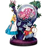 The Bradford Exchange Disney Alice in Wonderland Illuminated Musical Glitter Globe &ndash; Light-Up Cheshire Cat Figurine with Movie Music