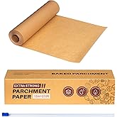 Unbleached 15in x 210ft Parchment Paper Roll with Built-in Slide Cutter - Food Grade Non-Stick Baking Paper for Cooking, Baking, Grilling, Air Fryer & Steaming