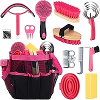 TERPUP Horse Grooming Kit 13 Piece, Horse Brushes for Grooming Supplies with Tote Bag, Horse Tack Brush Set for Effective Gro