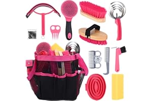 TERPUP Horse Grooming Kit 13 Piece, Horse Brushes for Grooming Supplies with Tote Bag, Horse Tack Brush Set for Effective Gro