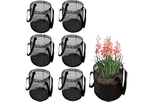 6PCS Round Pond Plant Baskets, 7.9" H x 5.9" Dia Water Lily Mesh Bags 1 Gallon Aquatics Planter Pot Pond Planting Bags Aquati