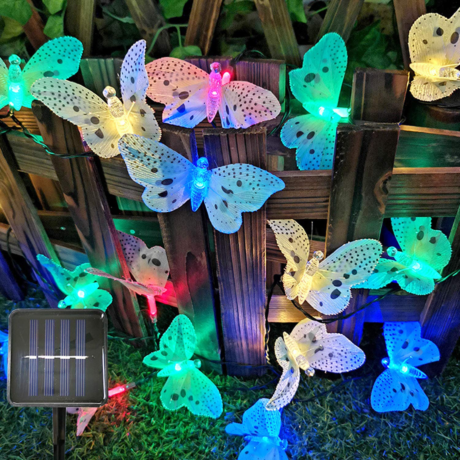 Sunboia Butterfly Solar String Lights,20 LED Waterpoof Solar Butterfly Lights Garden Decorative Lights for Bedroom Patio Tree Lawn Christmas
