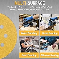 POTUINOM 100PCS 5 Inch 8 Hole Sanding Discs 150