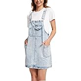 MISS MOLY Women's Denim Overall Dress Casual Loose Adjustable Straps Bib Overalls Jean Dress with Pockets