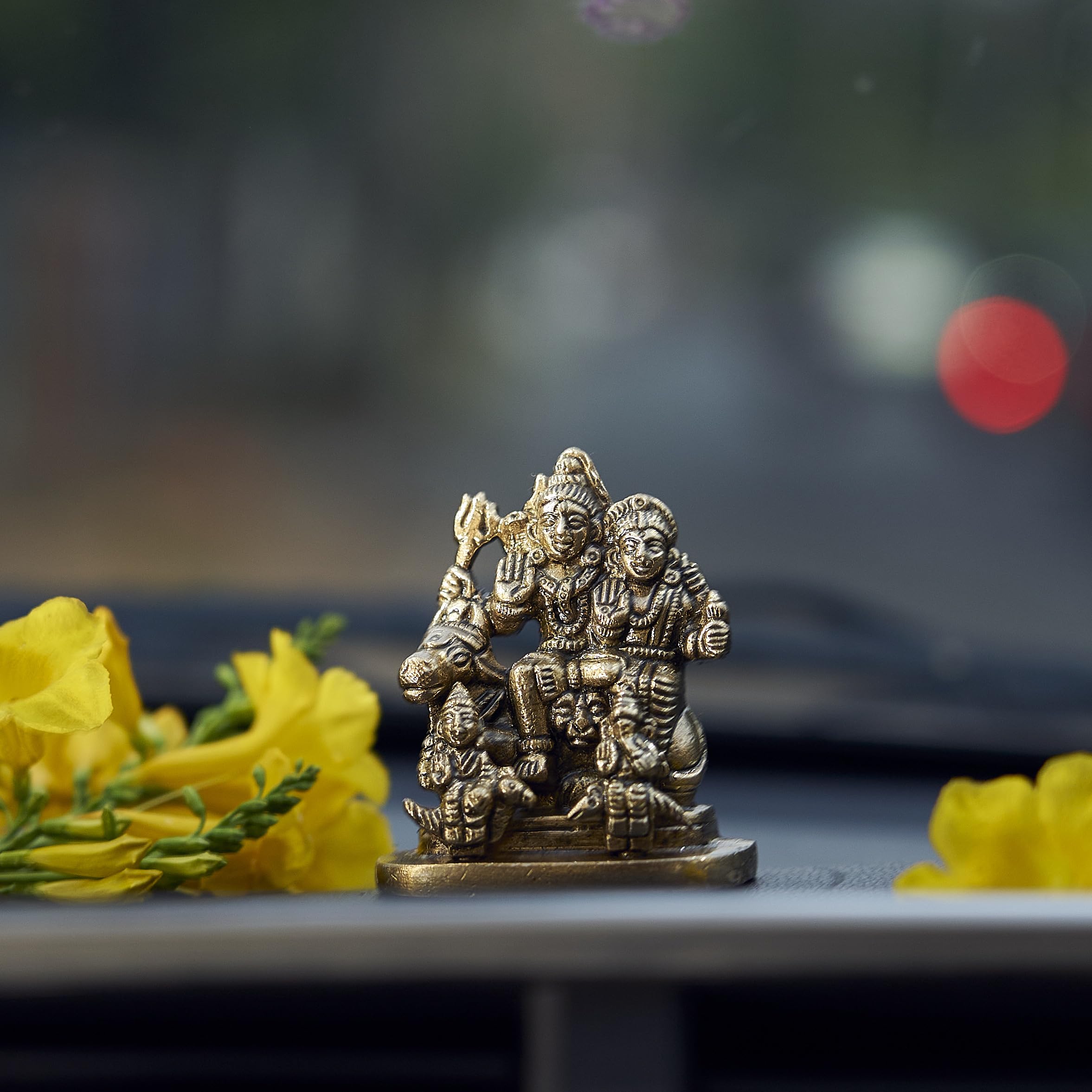 ESPLANADE Brass Shiva Parvati - 2.25 inches | Brass Shiv Parivar Shiva Bholenath Shankar Parvati Ganesh/Ganesha Nandi Family Murti Idol Statue Sculpture (small size)