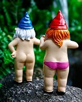 Senders Garden Gnome 2Pcs Naughty Funny Resin Statue Outdoor Lawn Decor view 5