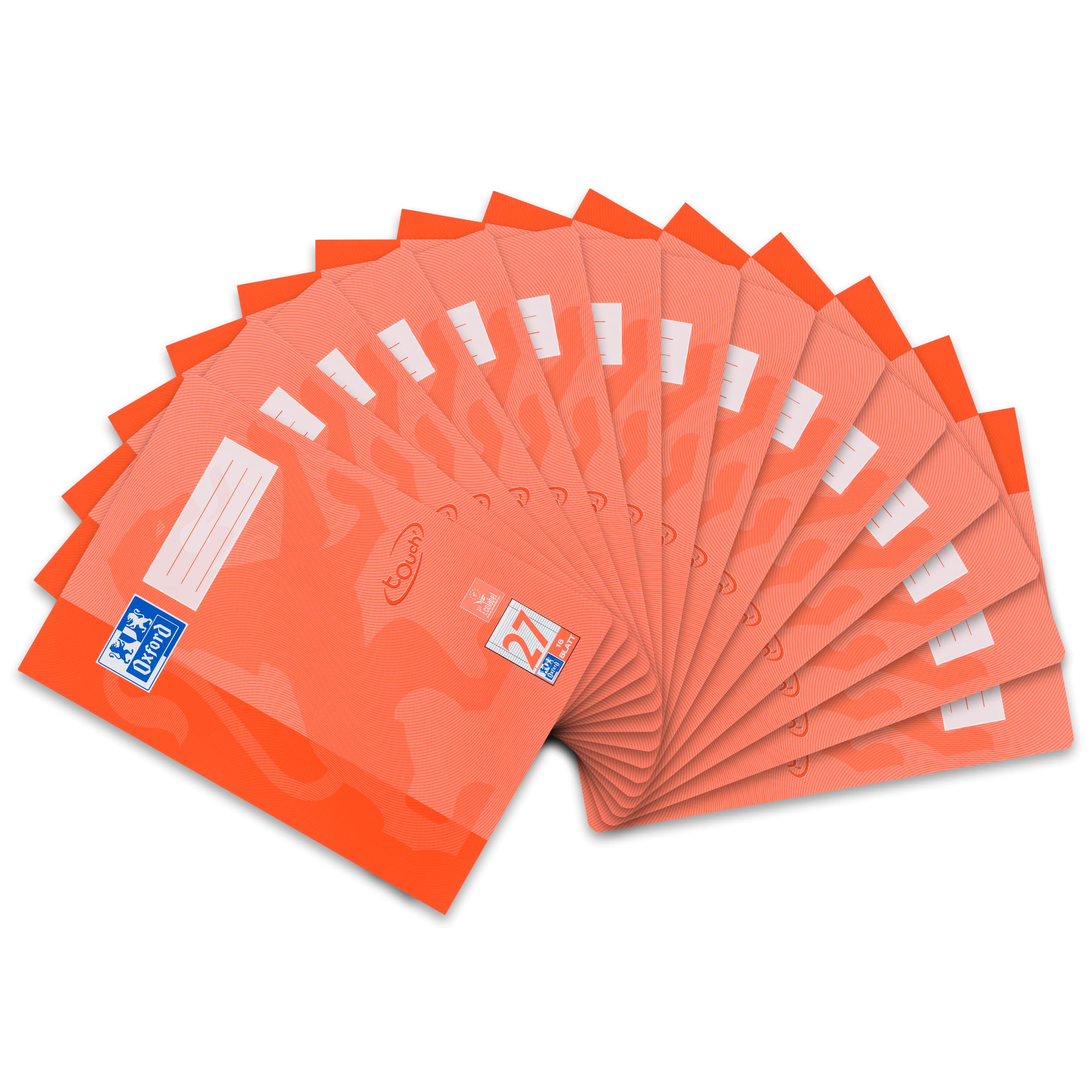 Oxford Touch 400104444 Exercise Book DIN A4 Lined 16 Pages, Coral Red, Pack of 15