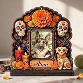 vinatimes Custom Pet Ofrenda Memorial Photo Frame, Personalized Dog Nicho Altar Shrine, Dia De Muertos Sugar Skull Pet Loss Keepsake and Home Décor